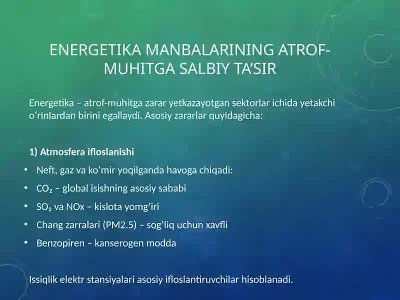 Energetikaning atrof-muhitga ta’siri 4