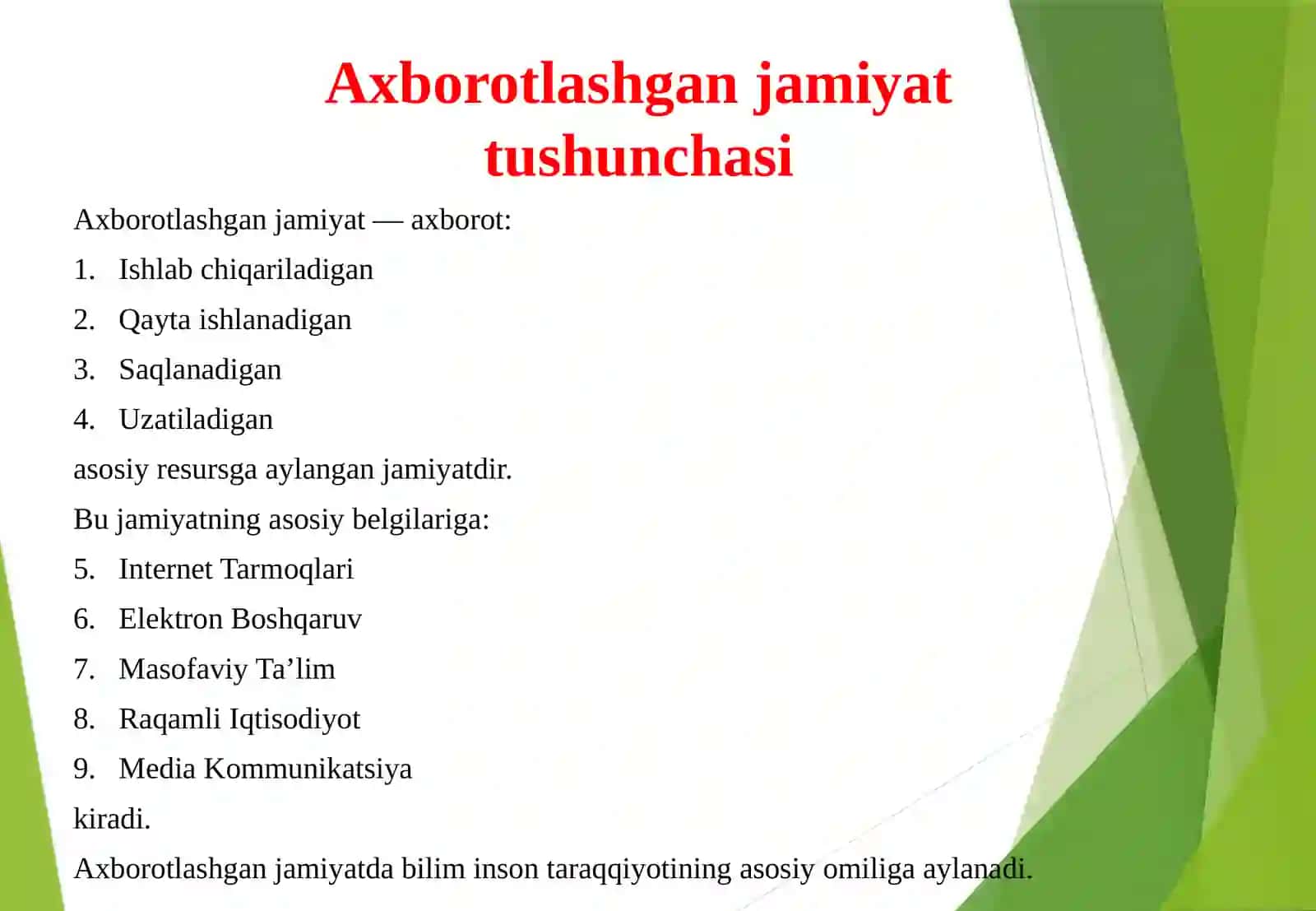 “Axborotlashgan jamiyat va uning istiqbollari” 4