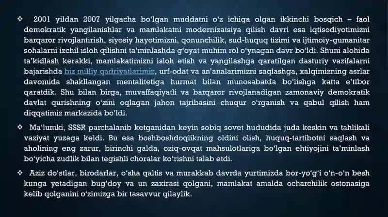 Oʻzbekistonning oʻziga xos istiqlol va taraqqiyot yoʻli 4