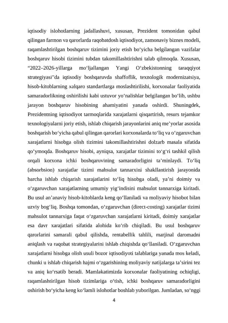 Toʻliq va oʻzgaruvchan harajatlarni xisobga olish 4