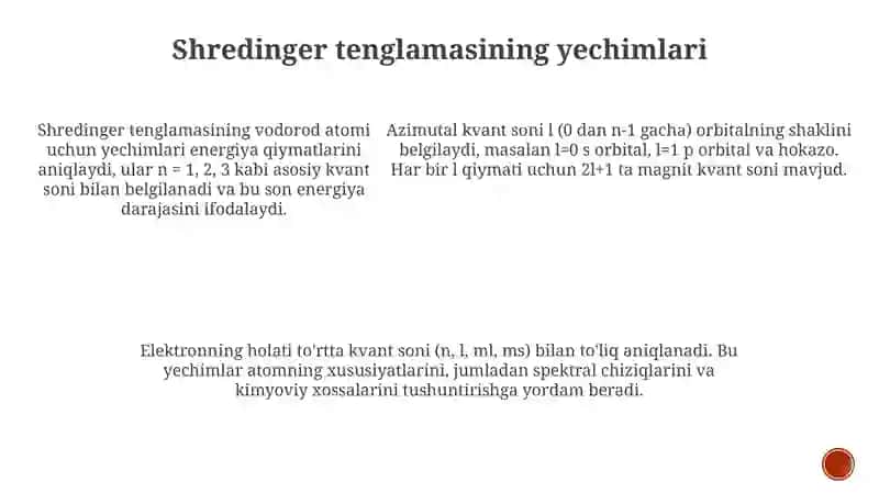 Vodorod atomi uchun Shredinger tenglamasi 4