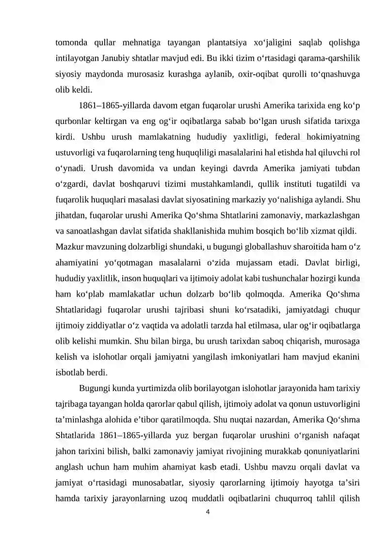 Amerika Qo'shma Shtatlarda Fuqarolar Urushi 1861-1865 yillar 4