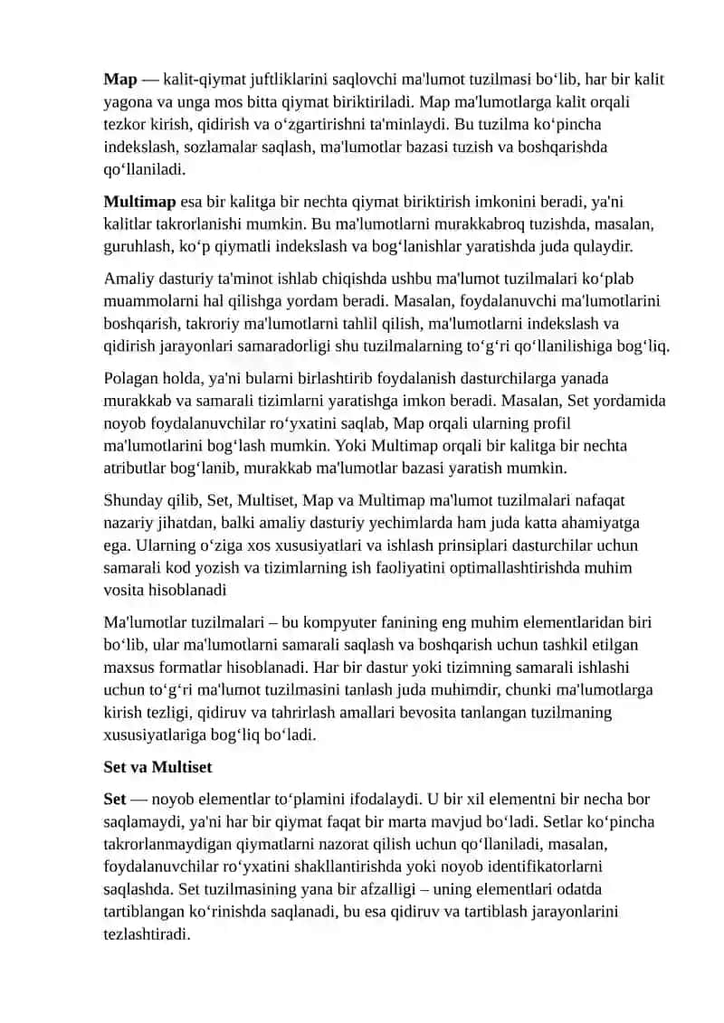 Set, Multiset, Map va Multimap texnologiyalari 4