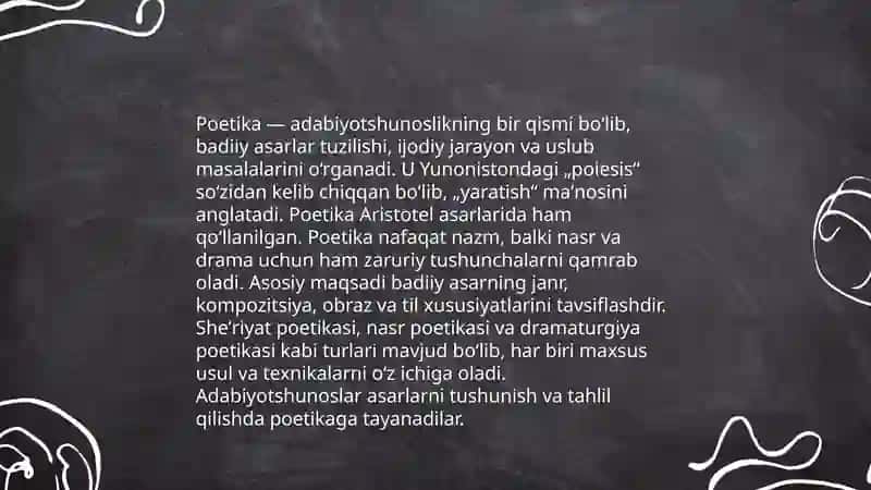 Aristotelning "Poetika" asarini oʻrganish 4