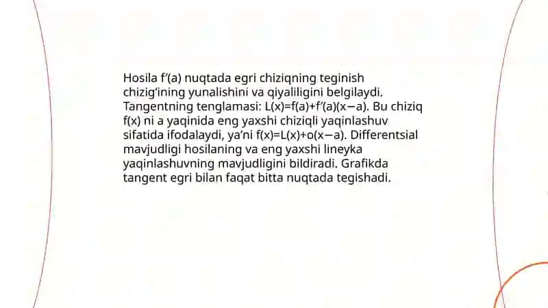 Xususiy hosilalar va ularning geometrik maʼnosi 4