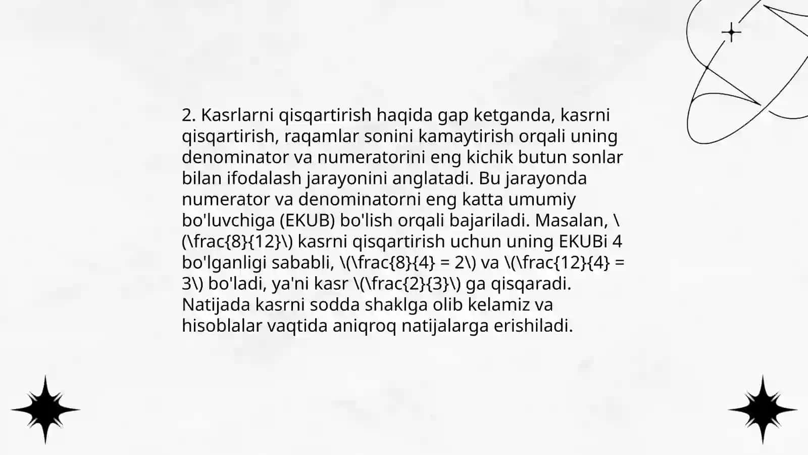 Matematika fanidan kasrlarni taqqoslash 4