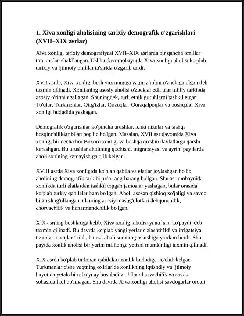 XIVA XONLIGI AHOLISI, ETNIK TARKIBI VA MASHG`ULOTLARI 4