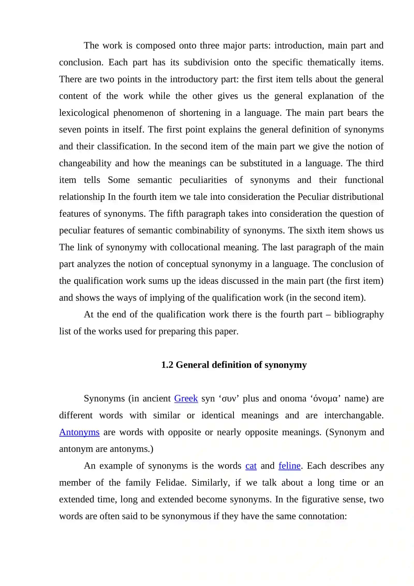 Problem of synonyms of in the translation 4