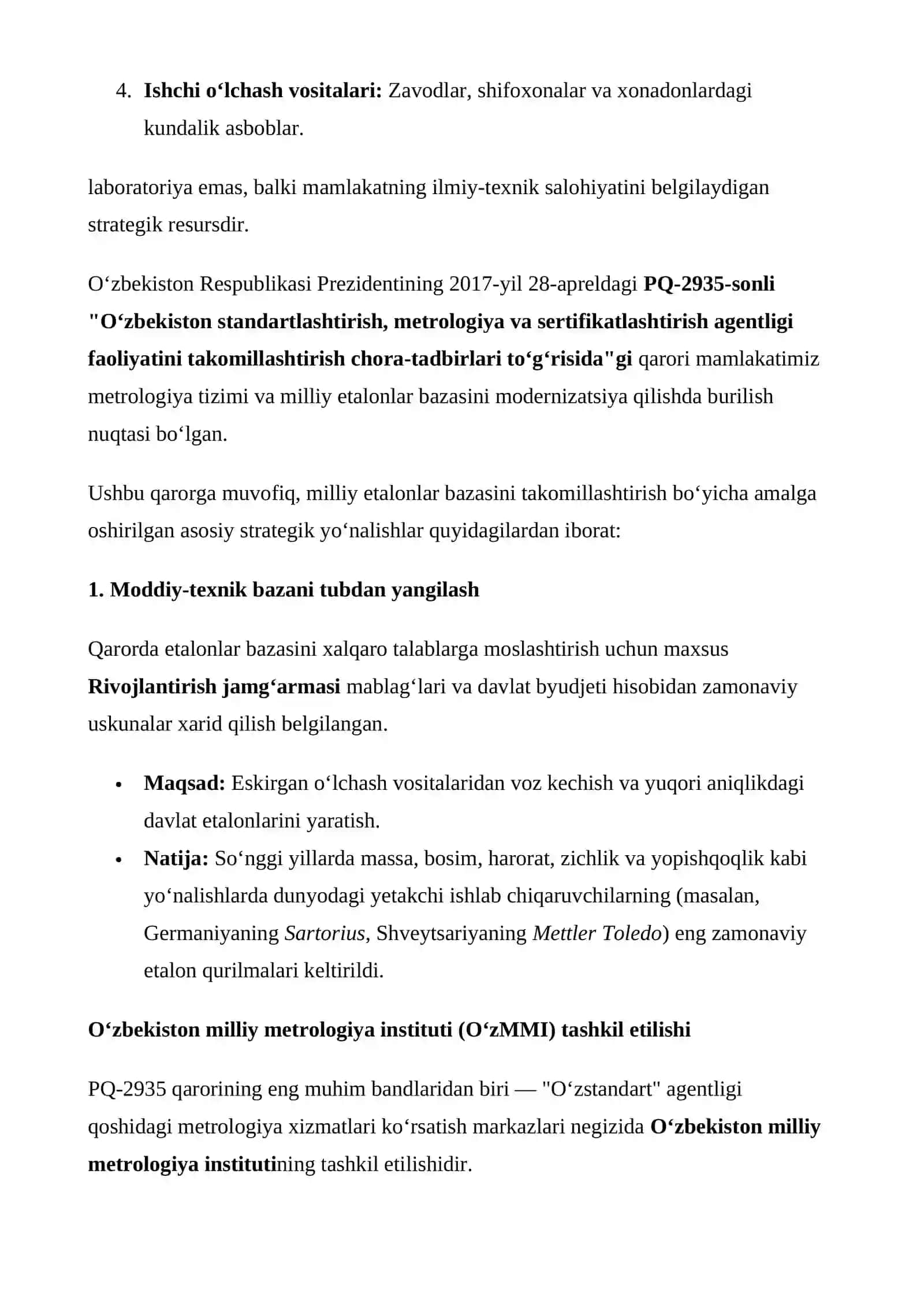 O`zbekiston respublikasi milliy etalonlar bazasi 4