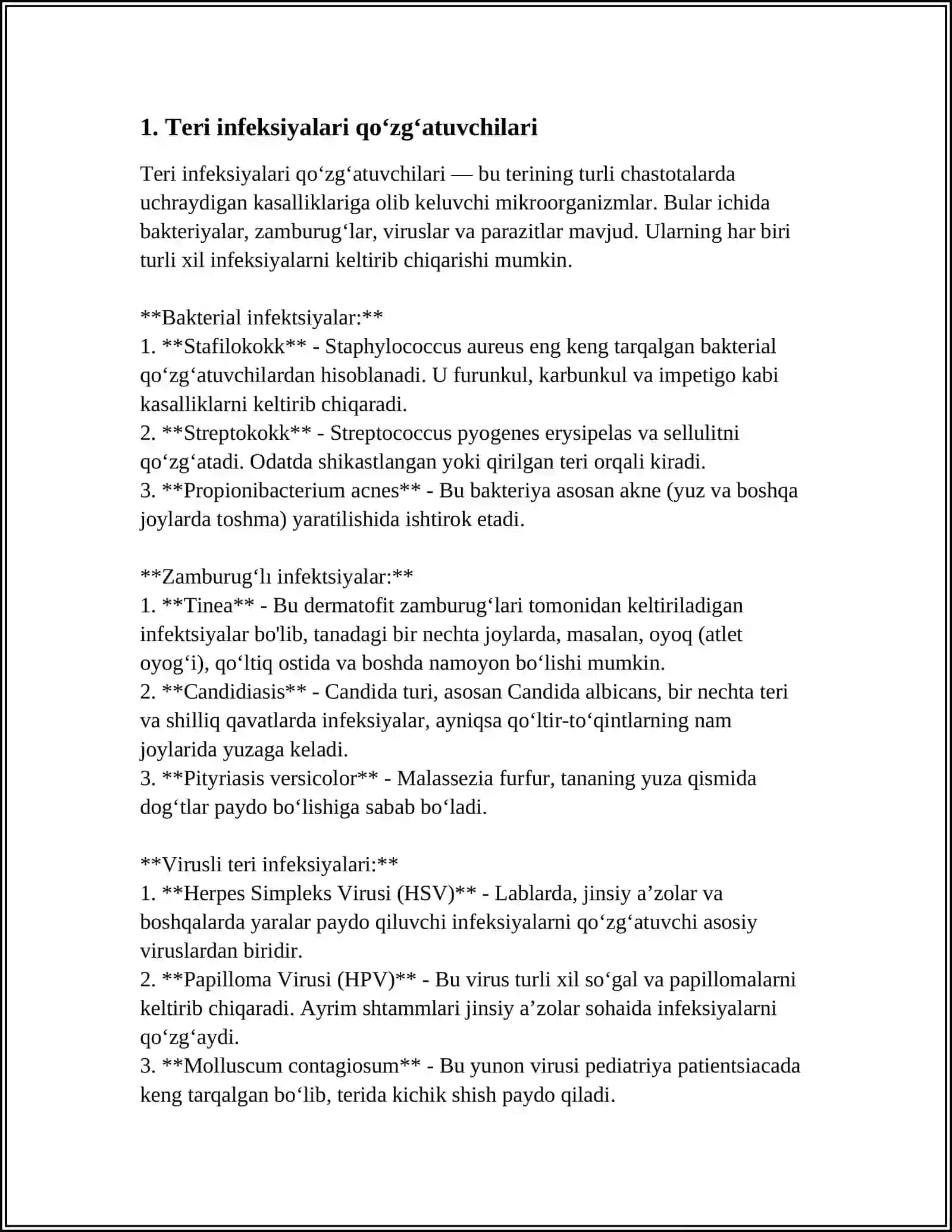 TERI INFEKSIYALARI QOʻZGʻATUVCHILARI, PATOGENEZ, LABORATORIYA TASHHISI 4
