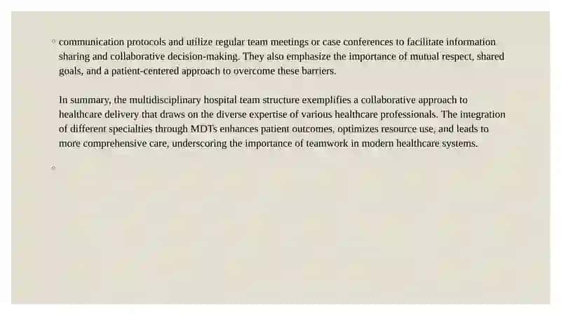 Roles in a Hospital Team 4