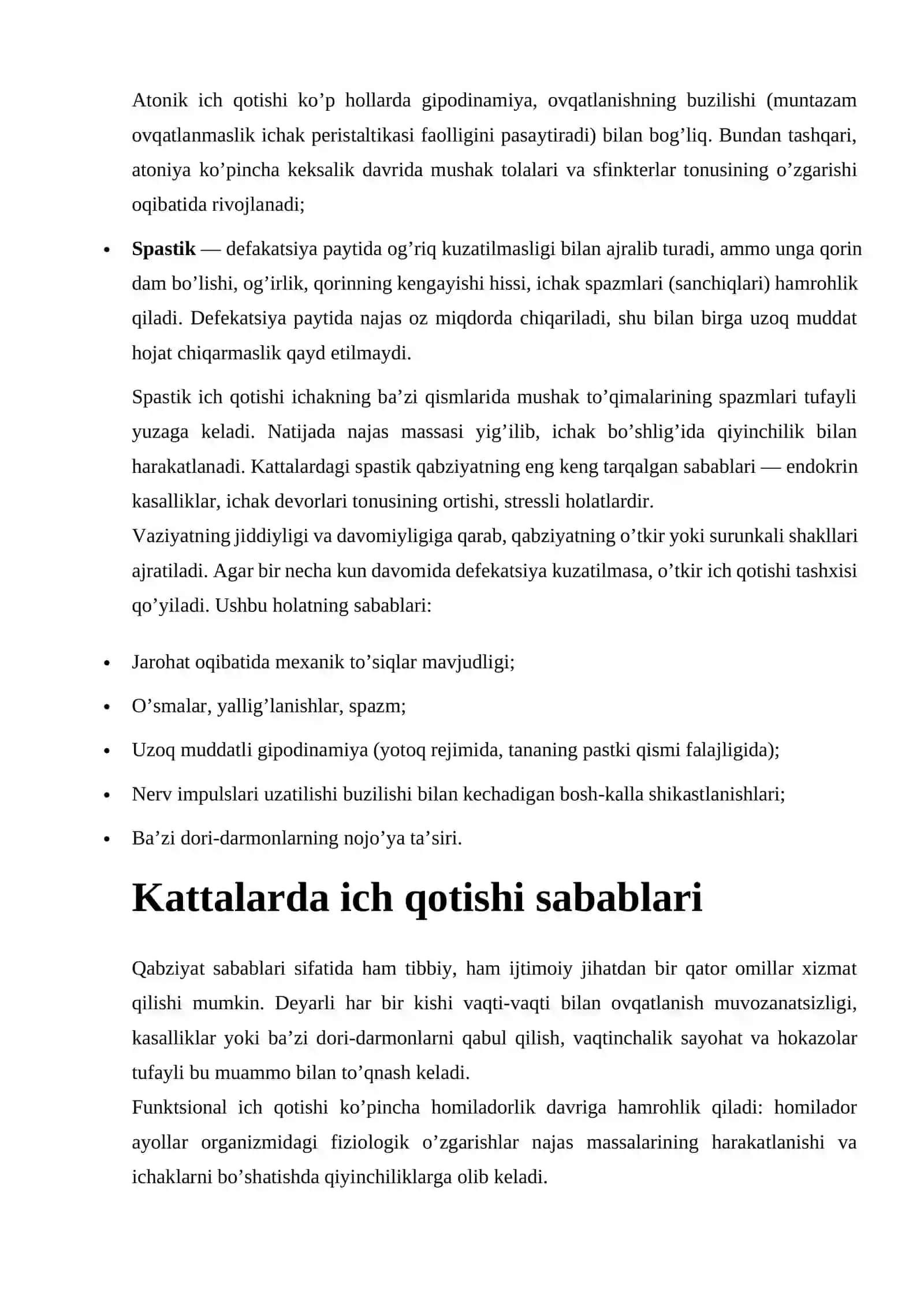 Ich qotishi (qabziyat) - Sabablari, Davolash 4