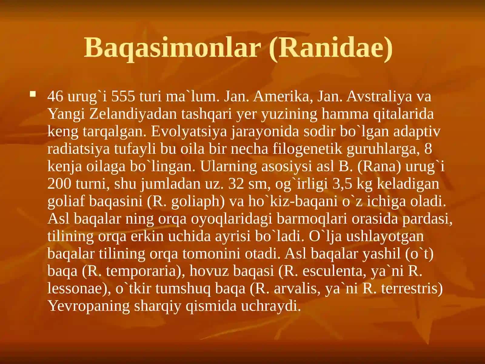 Baqasimonlar (Ranidae) 4