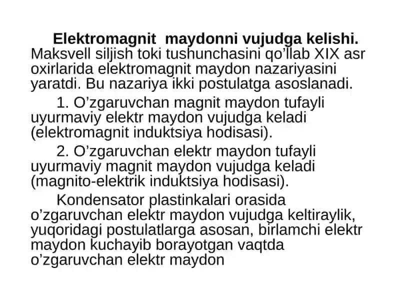 Elеktromagnit maydonni vujudga kеlishi 4