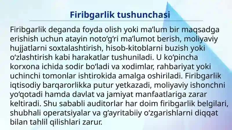 Auditorlik tekshiruvida firibgarlikni aniqlash 4