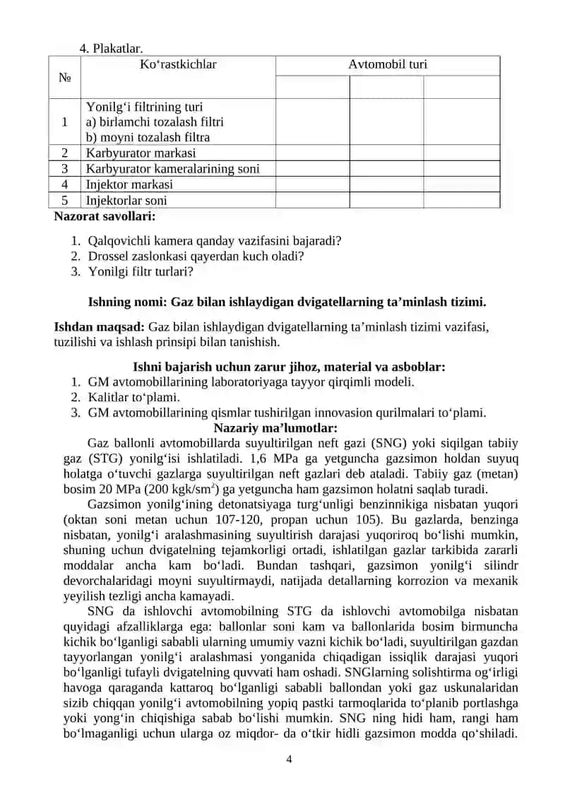 Benzinli dvigatellarning ta’minlash tizimi 4