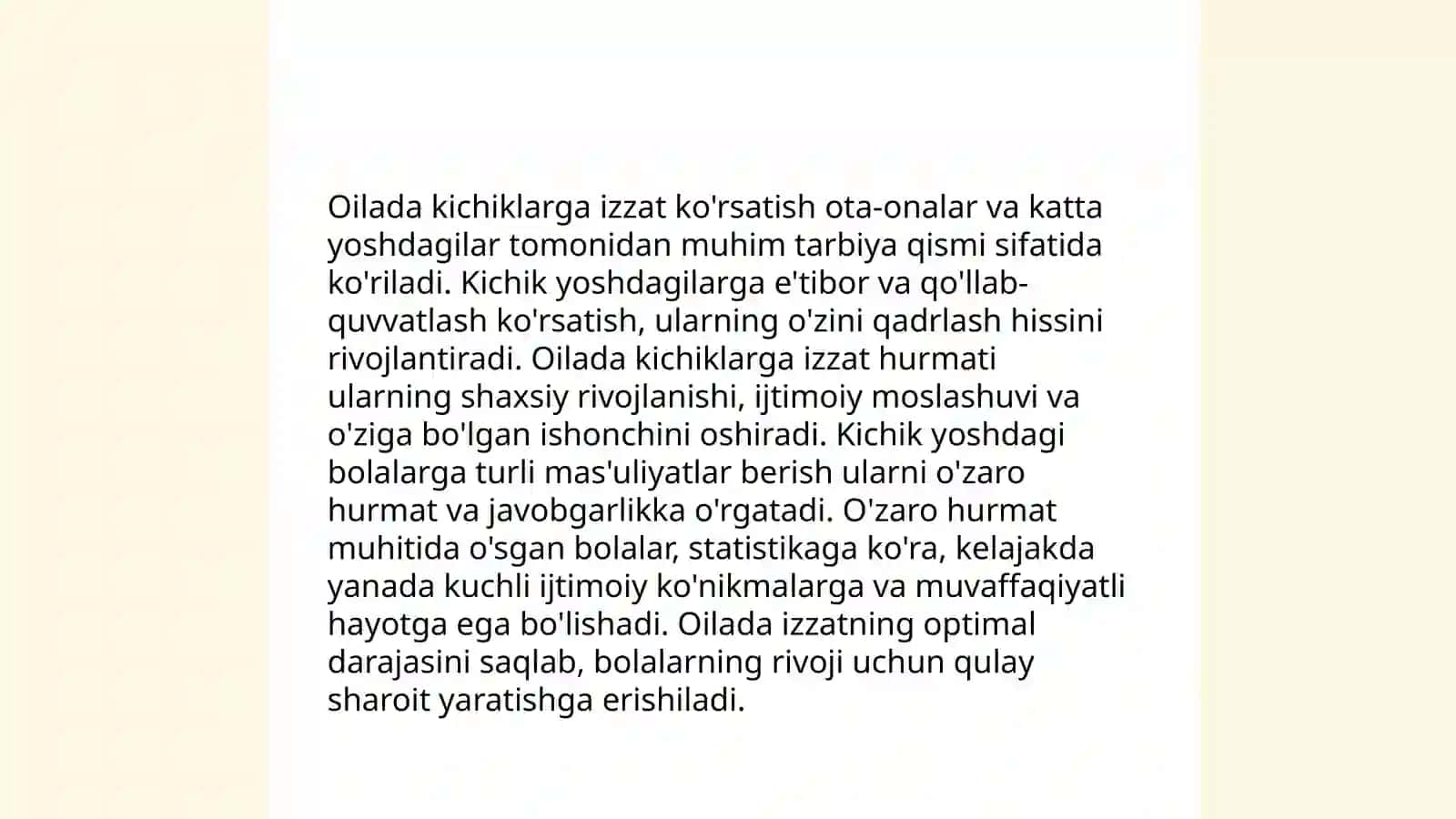 Oilada kattalarga hurmat va kichiklarga izzat tushunchasi 4