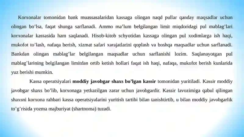 Hisob kitob siyosati bo‘yicha muomilalar hisobi. 4