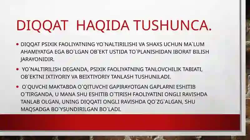 Taqdimot Diqqat turlari va uning xususiyatlari 4
