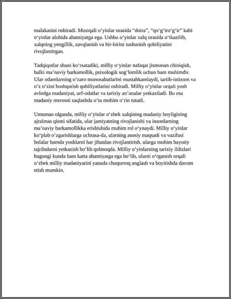 MILLIY  VA  HARAKATLI  O‘YINLARNING  AHAMIYATI,  MAZMUNI  VA KLASSIFIKASIYASI 4