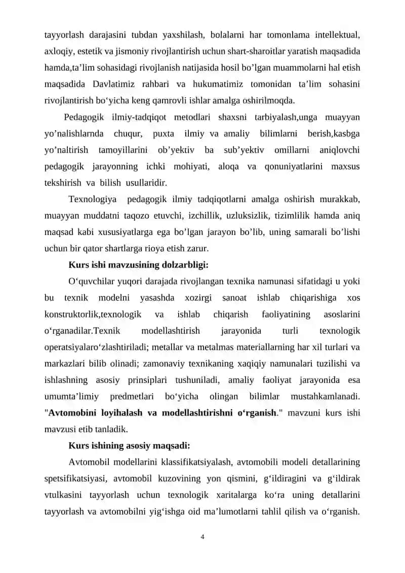 Avtomobilni loyihalash va modellashtirishni oʻrganish 4