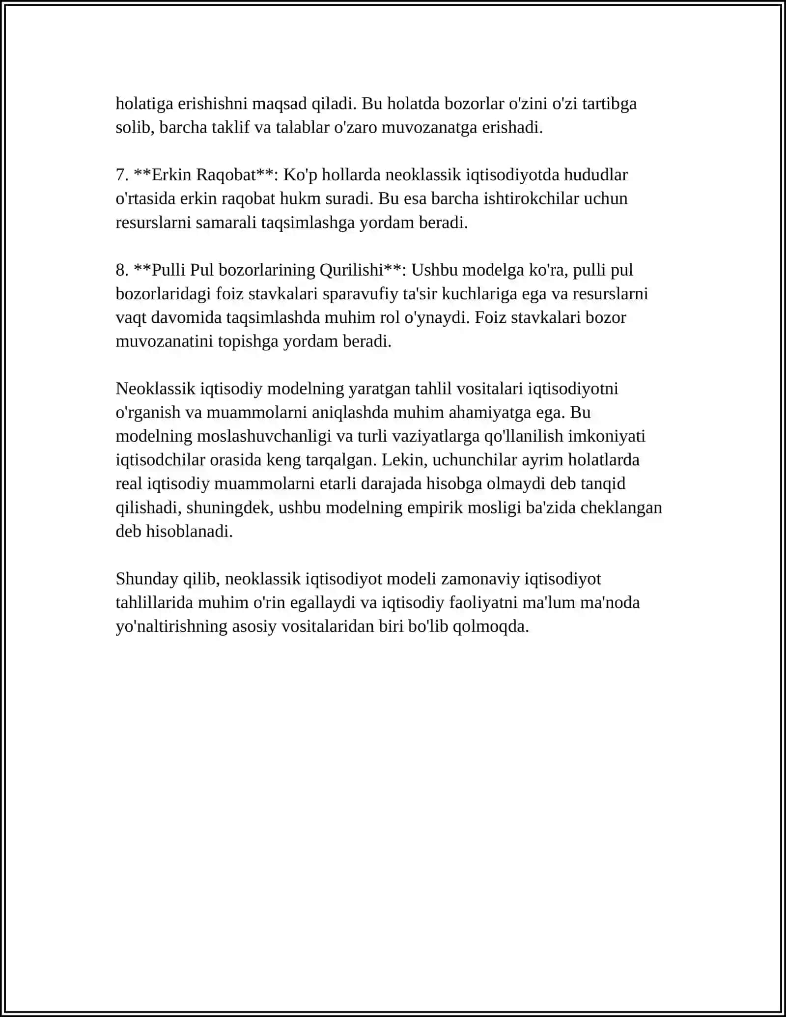 Neoklassik iqtisodiy modelning asoslari 4
