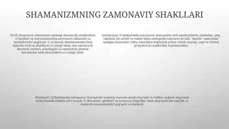 O'zbekistonda Shamonlikning Zamonaviy Ko'Rinishlari 4