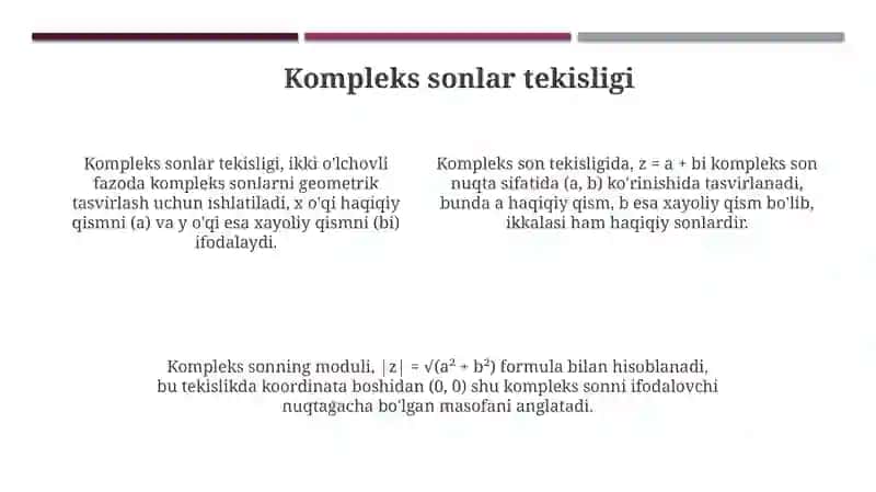 Kompleks sonlarning geometrik tasviri 4