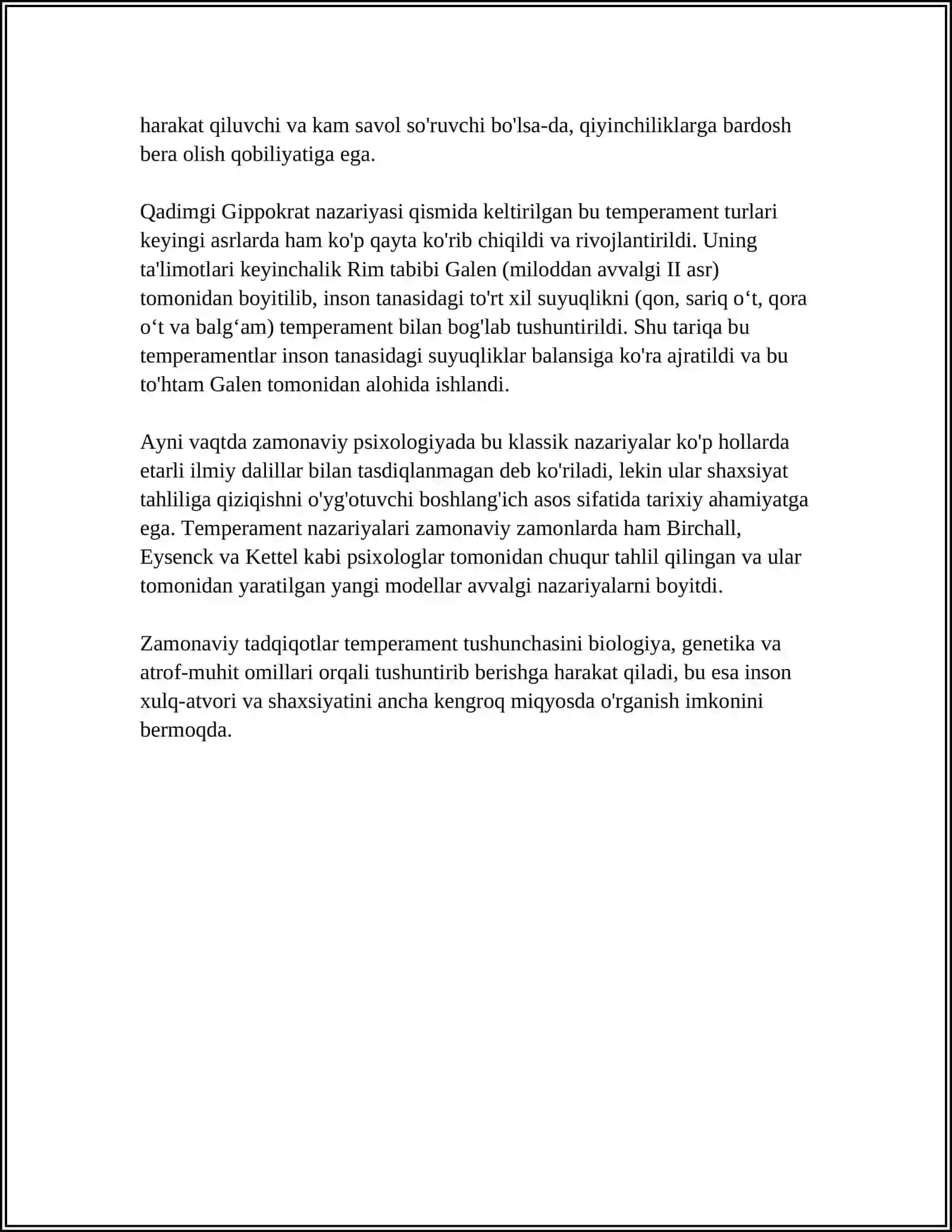 TEMPERAMENTNING KLASSIK NAZARIYALARI 4