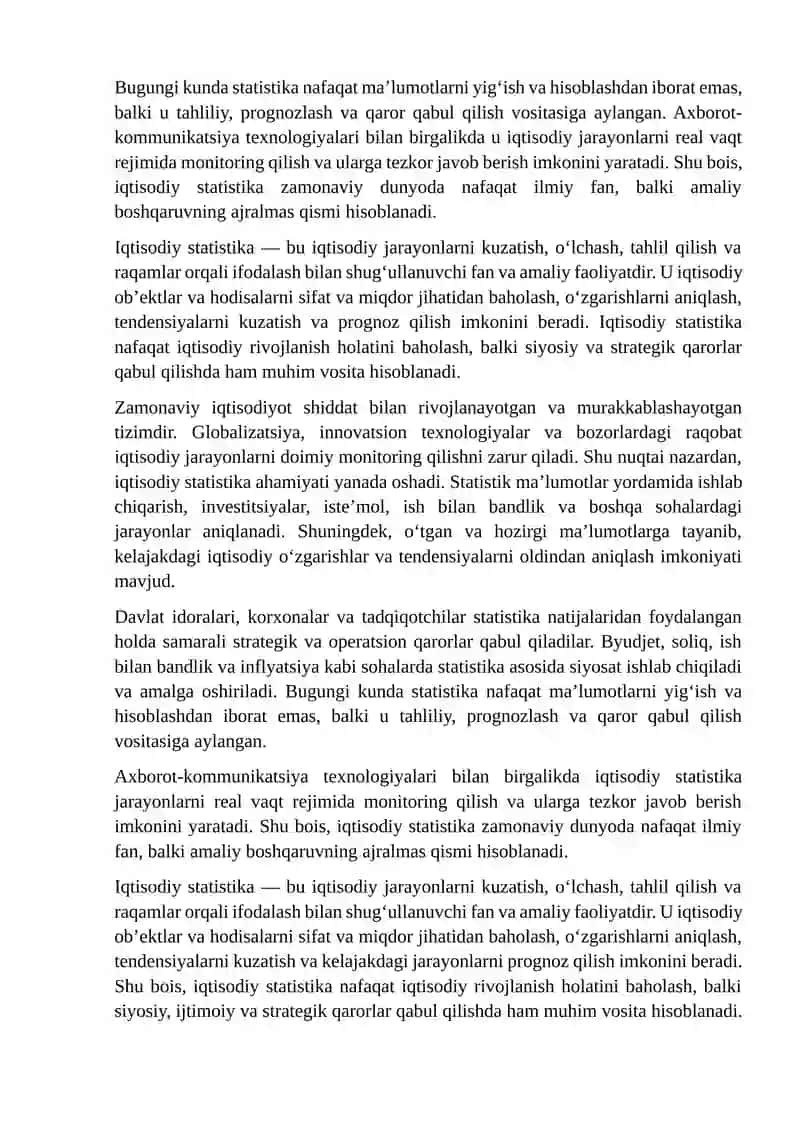 Iqtisodiy statistikada AKTdan foydalanish 4
