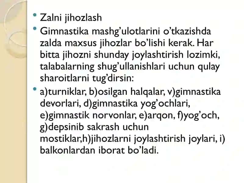 Gimnastika jihozlarining to‘planmasi 4