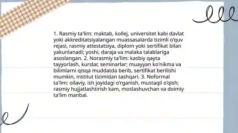 Ta'limni tashkil etish shakllari va turlari 4