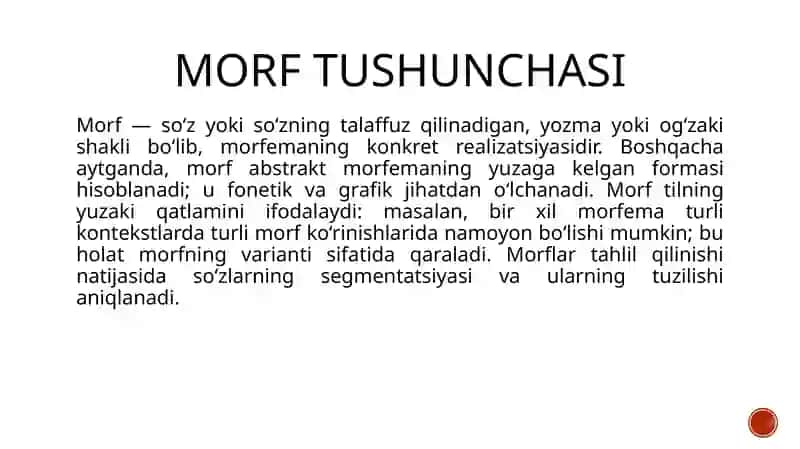 MORF VA MORFEMA. MORFEMA TURLARI 4