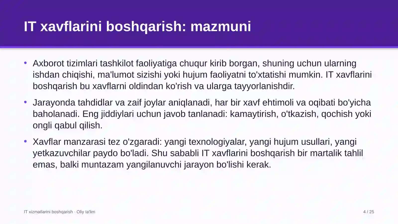 Kompyuter tarmoqlarini boshqarishda axborot texnologiyalari xavflarini boshqarish 4
