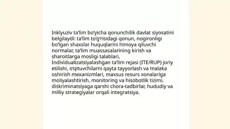 Inklyuziv taʼlim Adhamova Kamola 4