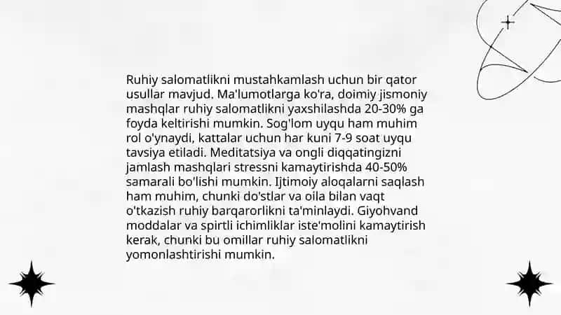 Stressni boshqarish usullari 4