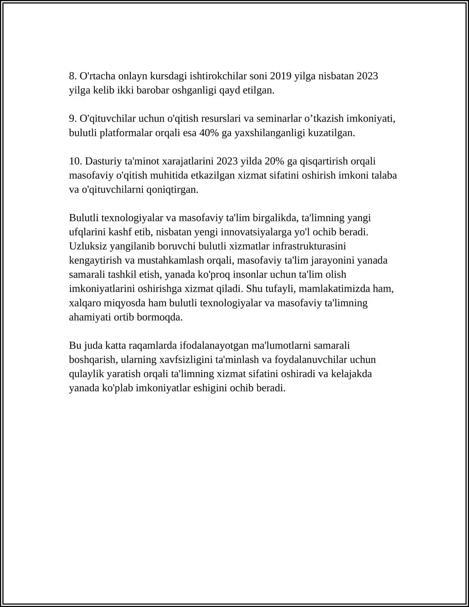BULUTLI TEXNOLOGIYALARNING TAʼLIMIDAGI AHAMYATI 4