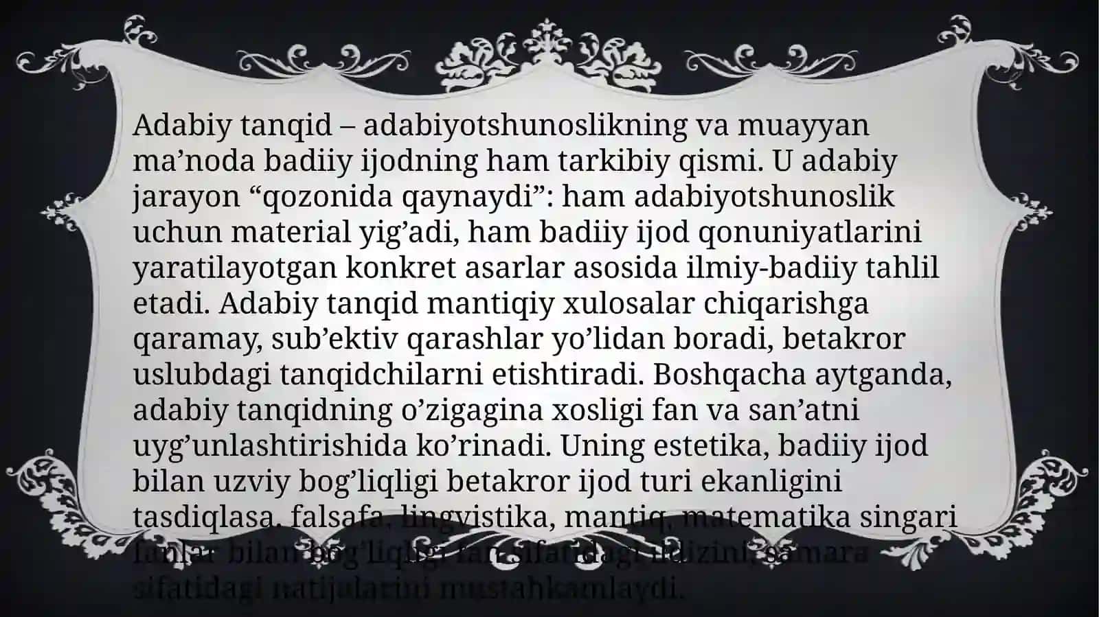 ADABIY TANQID TARIXINING FAN SIFATIDA O’RGANILISHI 4