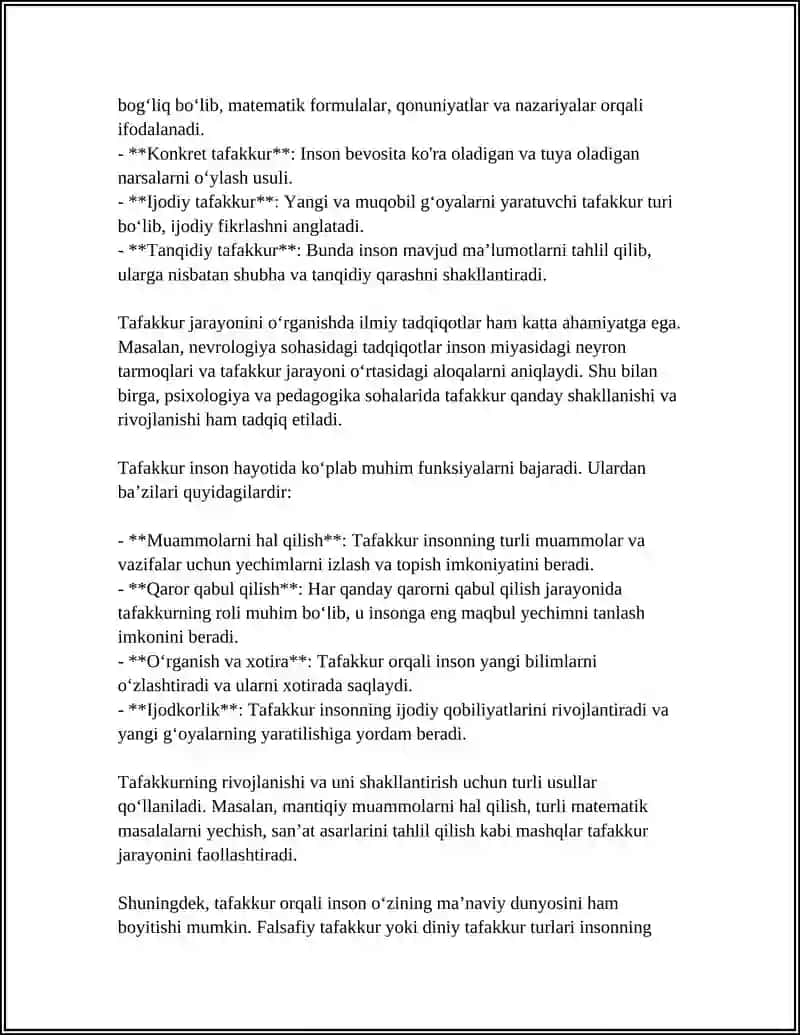 TAFAKKUR NIMA VA U QANDAY XUSUSIYATLARGA EGA 4