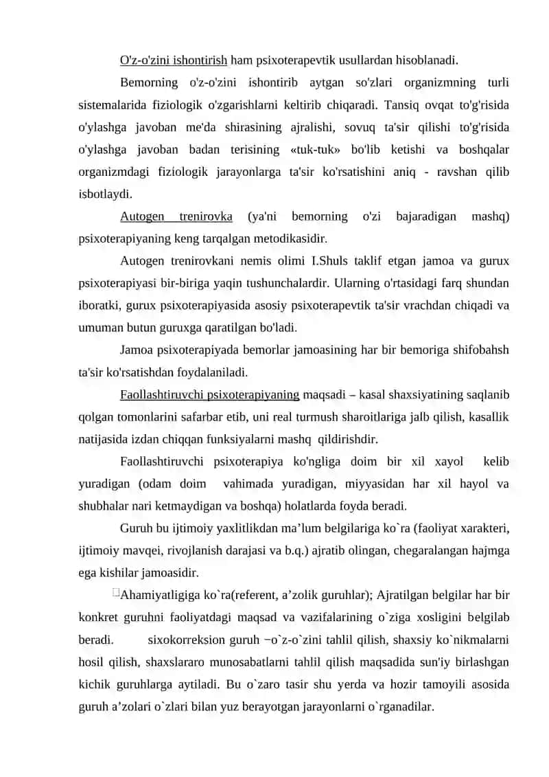Psixoterapiya va psixoterapevtik guruh tushunchalari 4