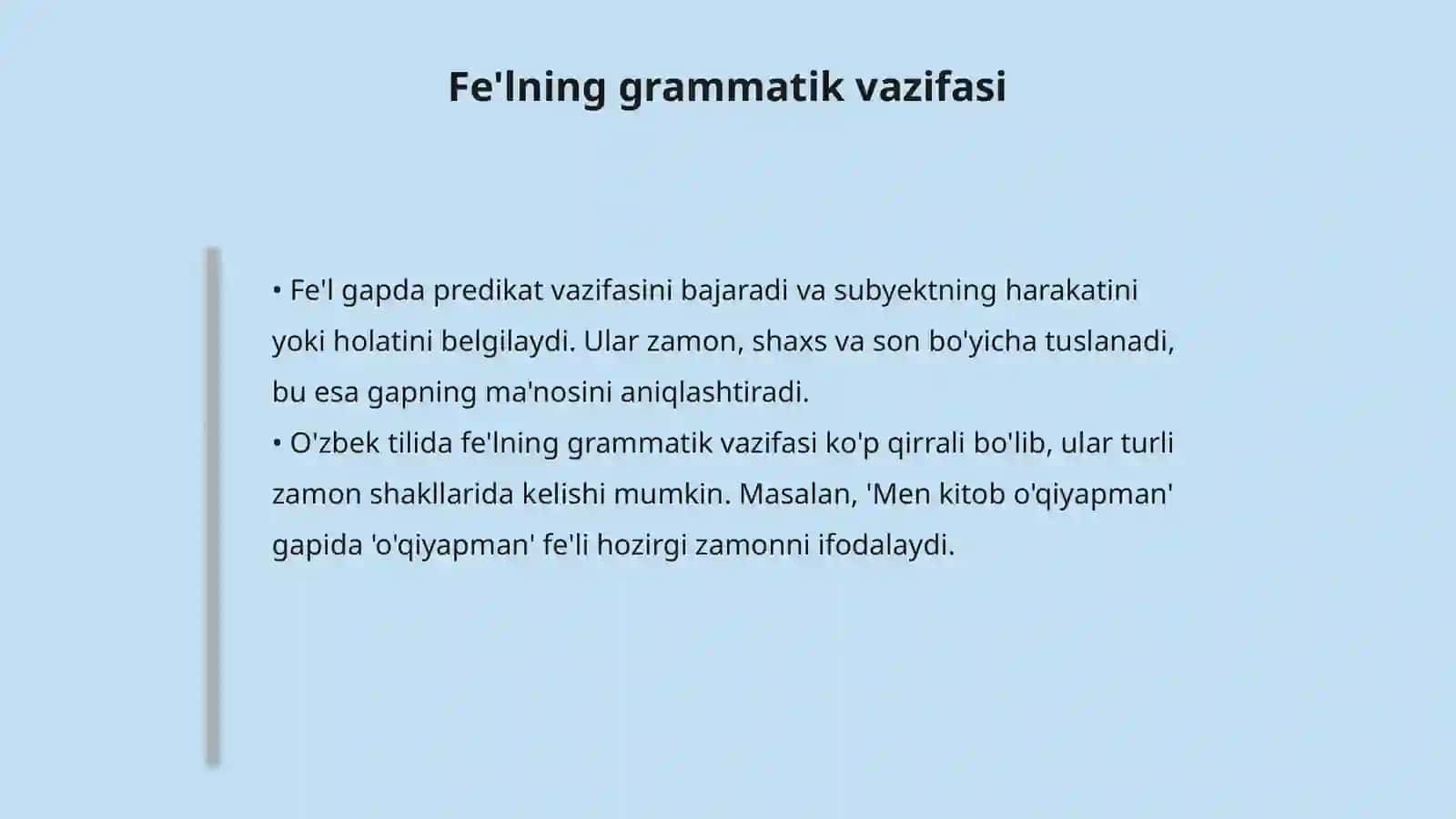 Fe'lning tuslanishi 4