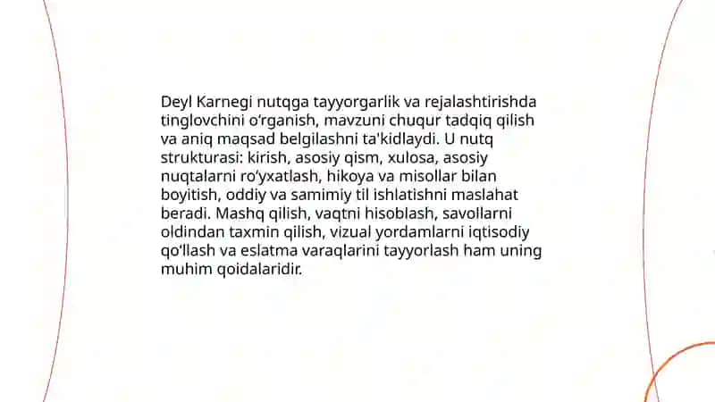 Deyl Karnegining notiqlik sanʼati haqidagi qarashlari 4