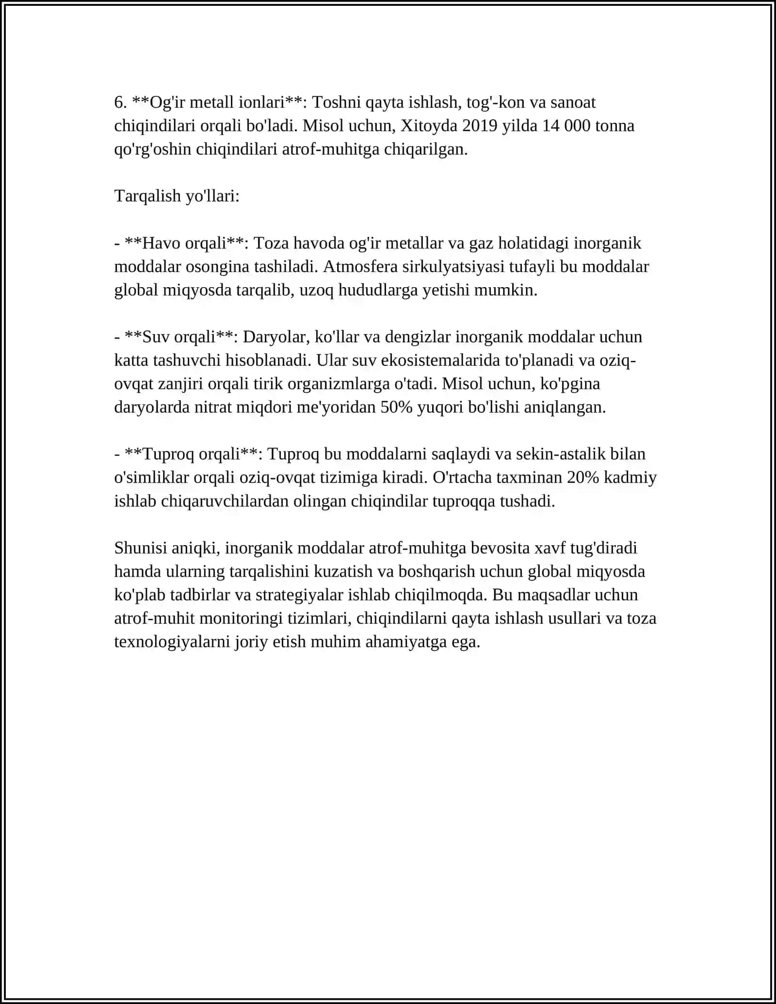 ANORGANIK KIMYO VA EKOLOGIYA MAVZUSIDA NAZARIY MA’LUMOT YOZISH 4