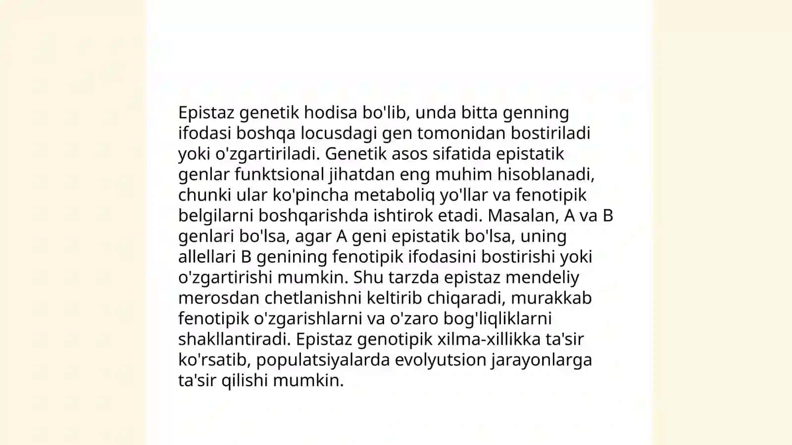 Epistaz.Uning dominant va restsissiv xili 4