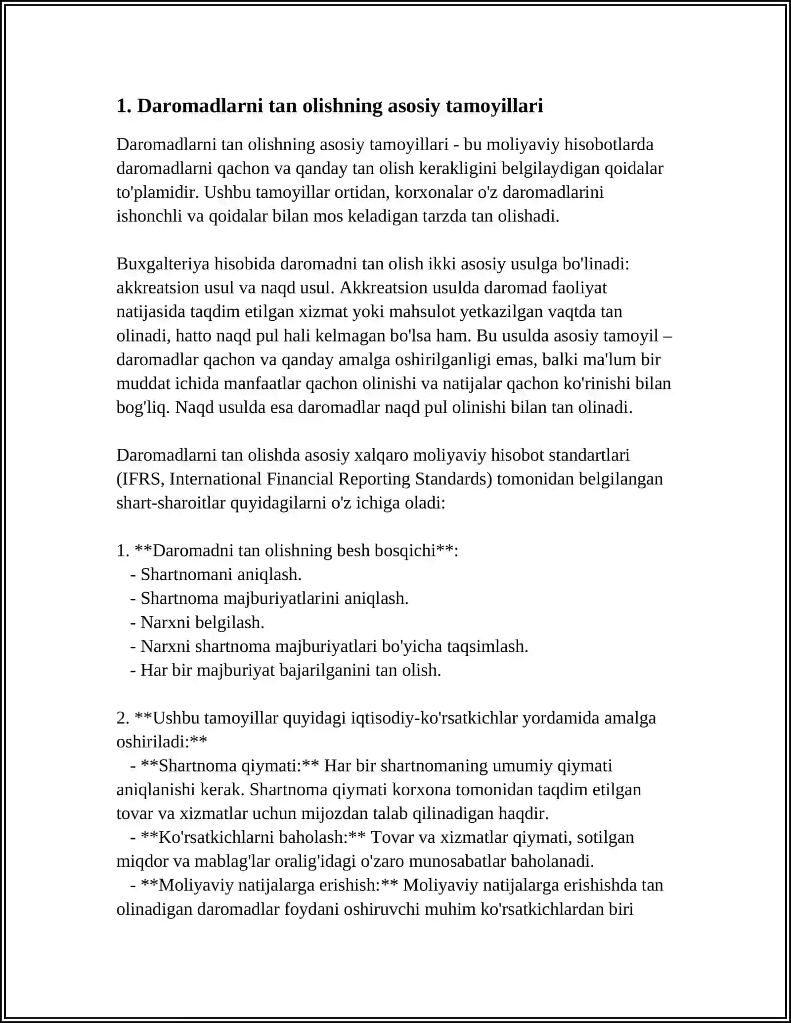 DAROMADLAR VA XARAJATLARNI TAN OLISH 4