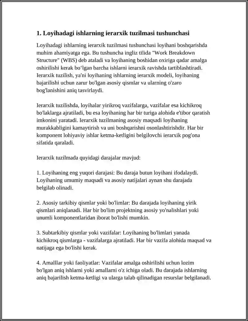 Loyixada ishlarni ierarxik tuzilmasi 4