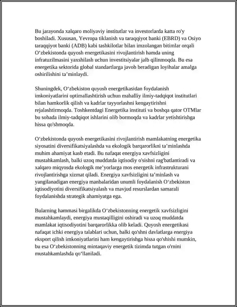 OʻZBEKISTONDA QUYOSH ENERGETIKASINING AHAMIYATI 4