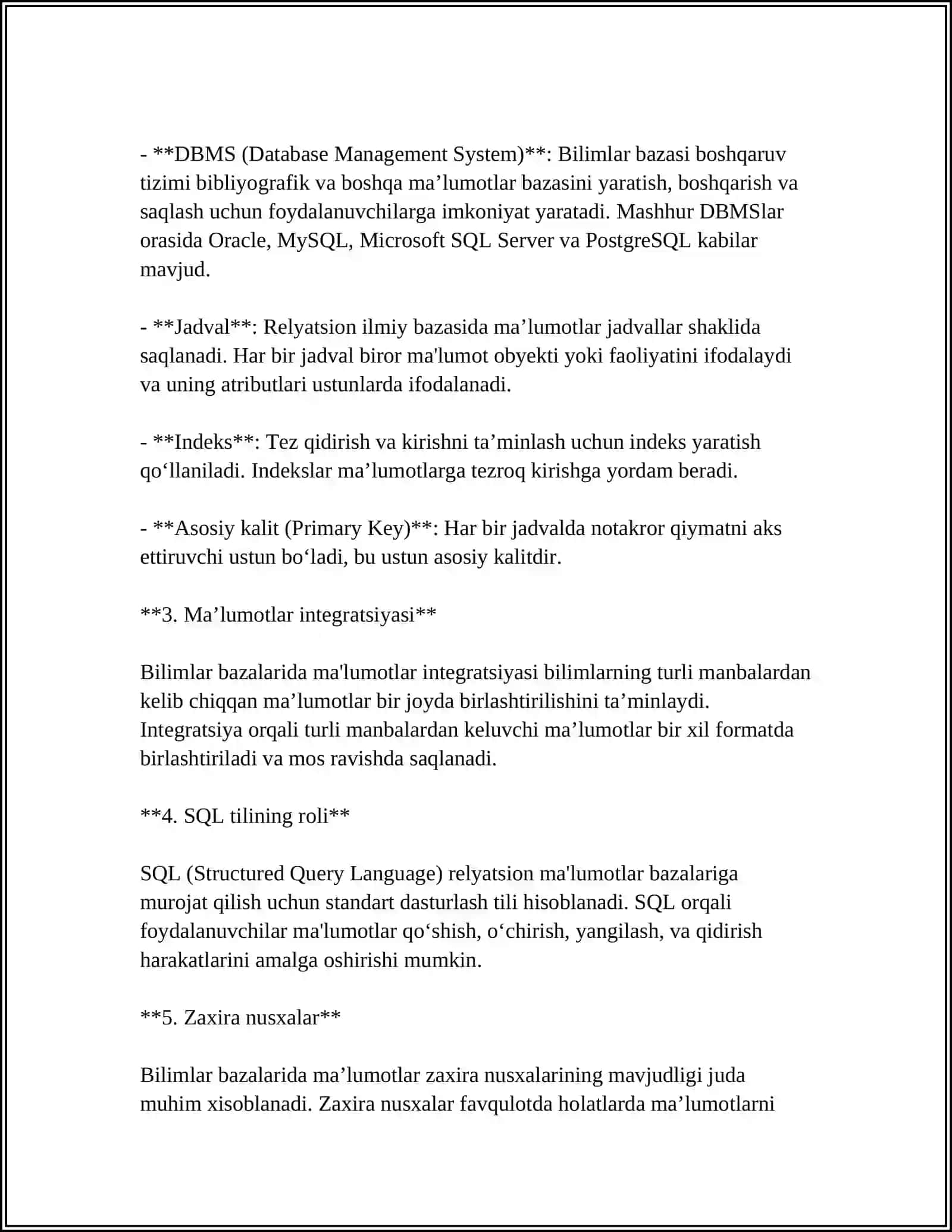 BILIMLAR BAZASI VA BILIMLARNI NAMOYISH QILISH MODELLARI 4