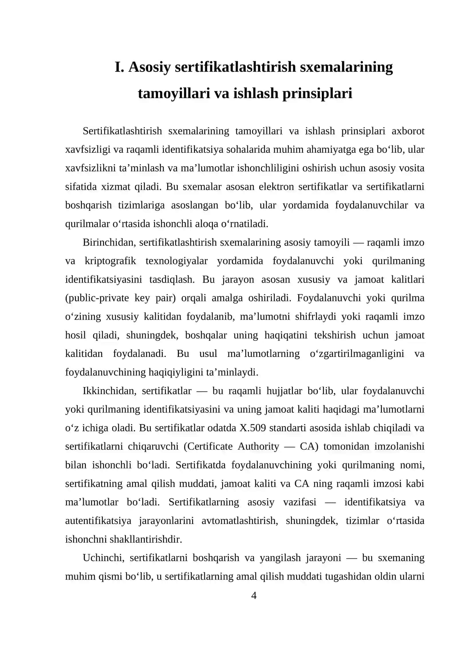 Sertifikatlashtirish sxemalarini qo`llanilishi 4