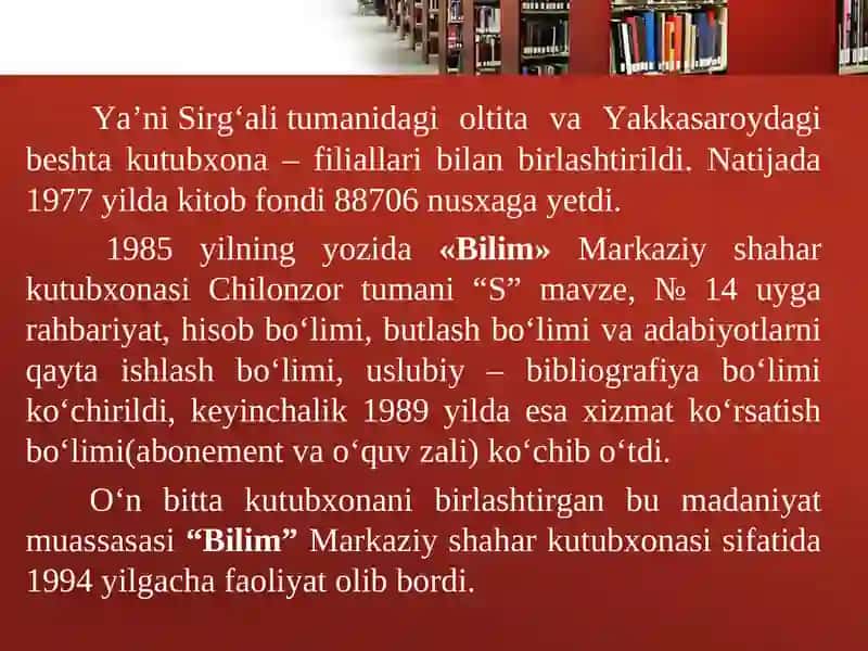 Bilim Axborot Kutubxona Markazi 4